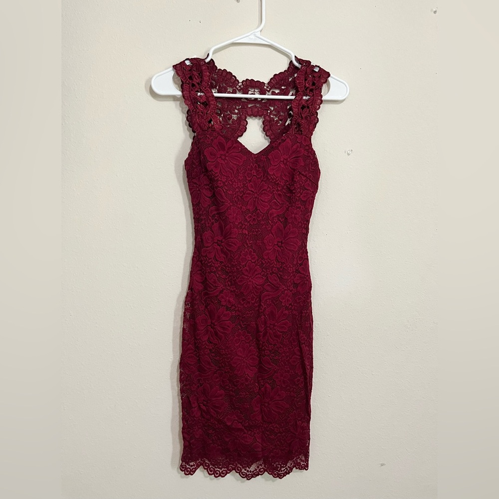 Formal red lace dress